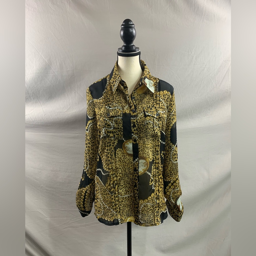 Animal Print Sheer Blouse